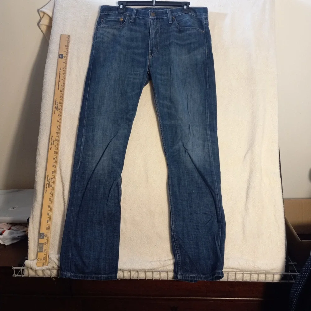 Levi 513 Slim Straight Jeans Mens 34x32 Blue Denim Stretch Pants